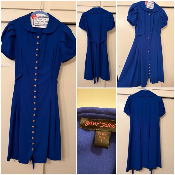 Betsey Johnson Royal Blue Wooden Button Dress 4
*See Measurements* Vintage - Picture 3 of 15